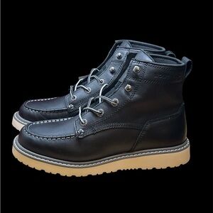 Size 7.5 - Wolverine Men Loader 6" Wedge Boot Work Shoes Leather Black W240049